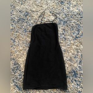 Backless black dress a little see through